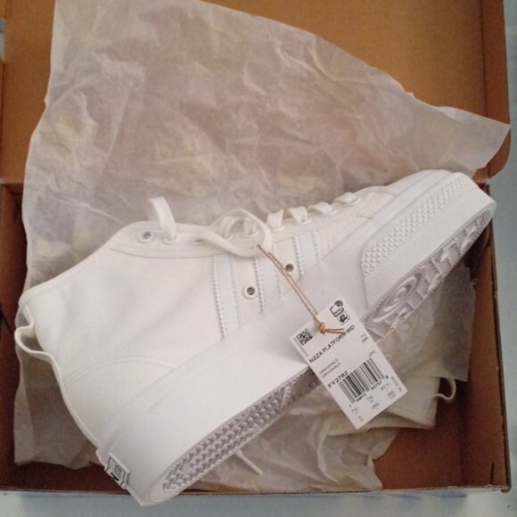 Adidas Women's White Platform Nizza Mid High-Top Sneakers US Size 9 - Picture 3 of 13